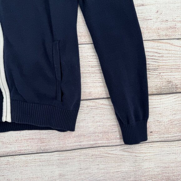 L-RL Lauren Active Full Zip Knit Hoodie Sweater Women's Medium‎ Blue/White - Picture 6 of 14